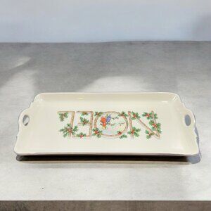 Pickard China Ivory Hand Decorated NOEL Tray USA Porcelain Ceramic Holiday VTG